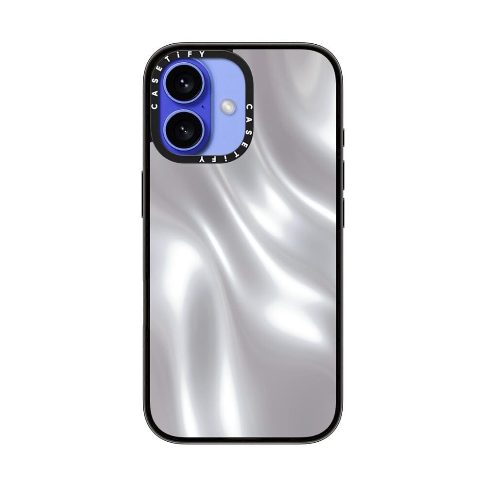 Casetify Compact Case For Iphone 16 [Lightweight / 4 Ft. 2X Military Grade Drop Protection/Slim]   Soft Metal   Clear Black