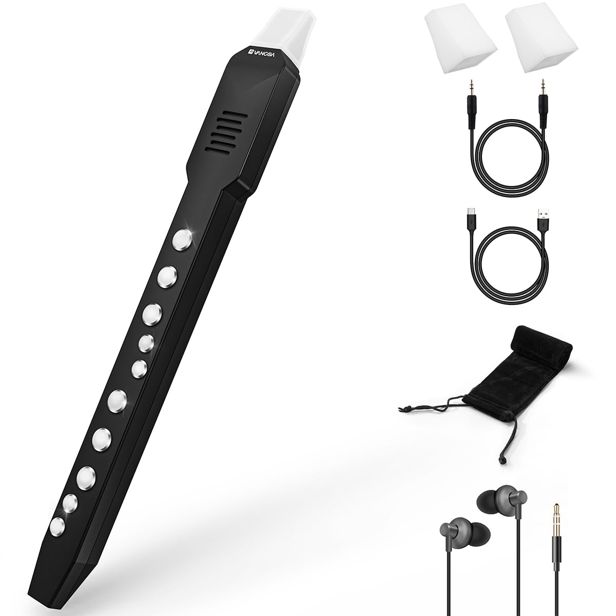 Vangoa EWI-100 Portable Mini Digital Electronic Wind Instrument Synthesizer Rechargeable with Removable Mouthpiece for Kids Adul