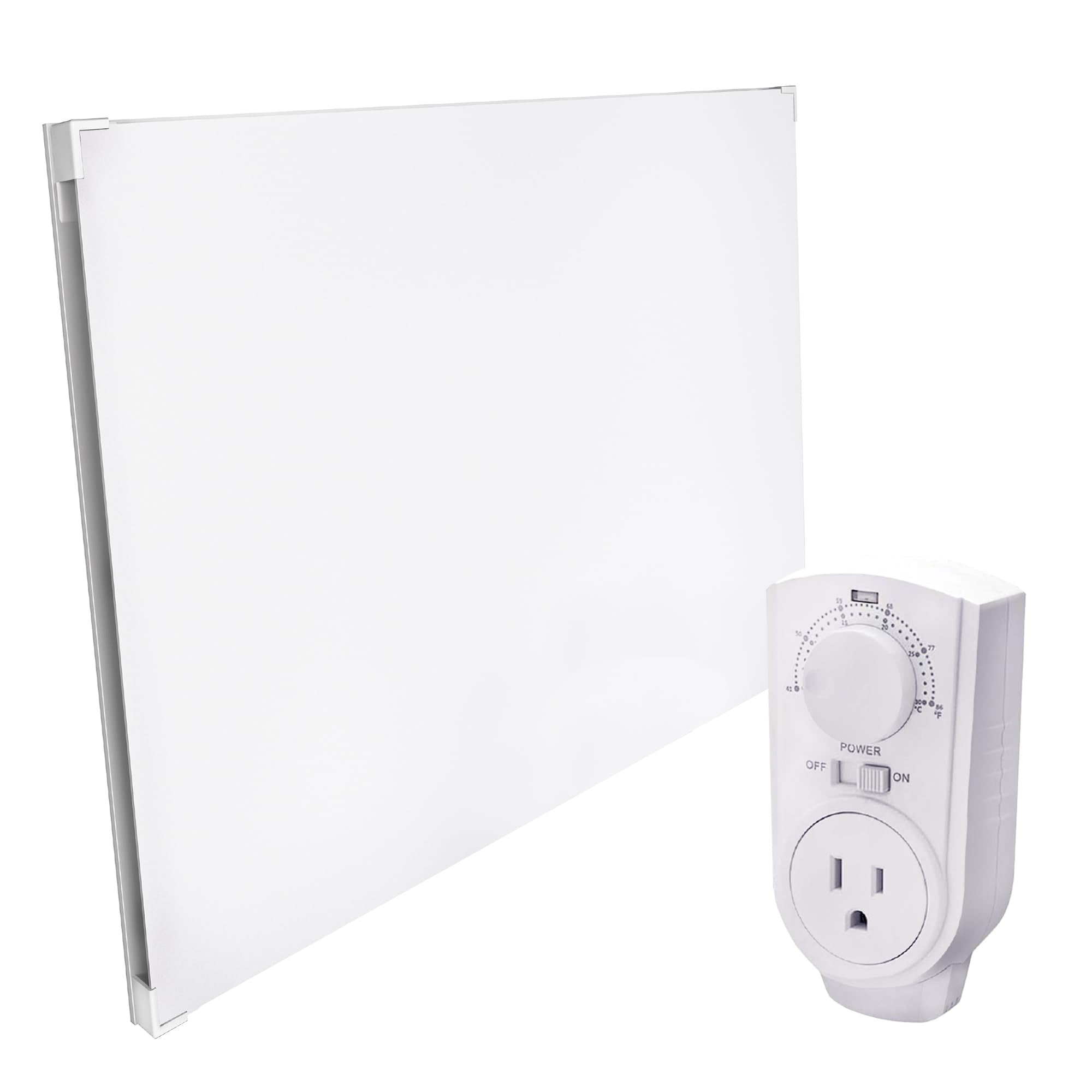 Econohome Wall Mount Space Heater Panel   With Thermostat And Heat Guard Cover   400W Convection Heater   For 120 Sq Ft Room   1