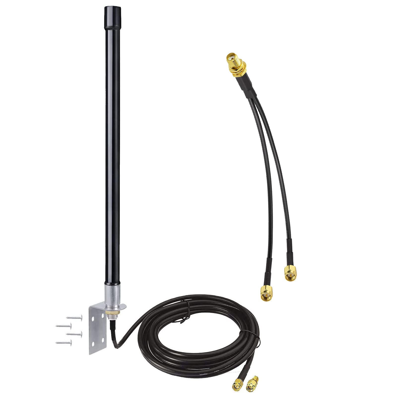 Bingfu 4G Lte Long Range Cellular Antenna Wall Mount   9.84Ft Cable   With Sma To Dual Sma Adater   Compatible With Spypoint Lin