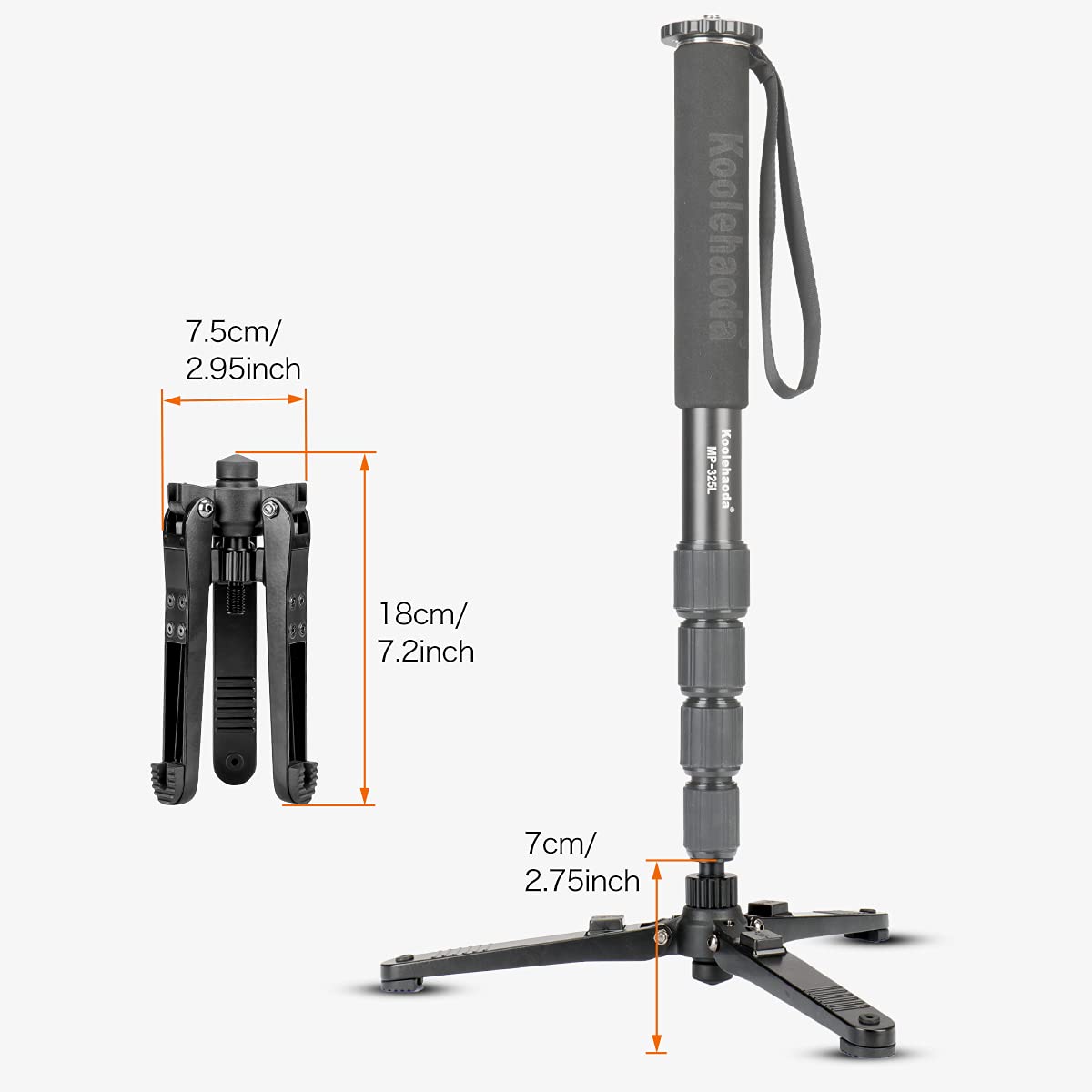 Koolehaoda Mini Tripod,Universal 3 Legs Monopod Base Stand Unipod Support With 3/8' Screw For Monopods Ballhead   Km3
