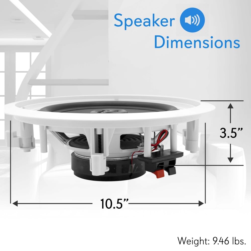 8 2-Way Midbass Woofer Speakers - Pair In-Wall/In-Ceiling Woofer Speaker System 1 High-Temperature Voice Coil Flush Mount De