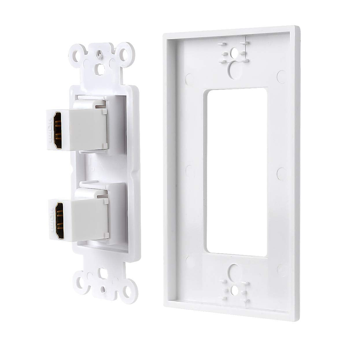 Teninyu Dual Hdmi Wall Plate, Hdmi Socket Plug Insert Jack Outlet Panel Mount Support 4K 60Hz Hdr 1080P 3D Ethernet Built In Hig