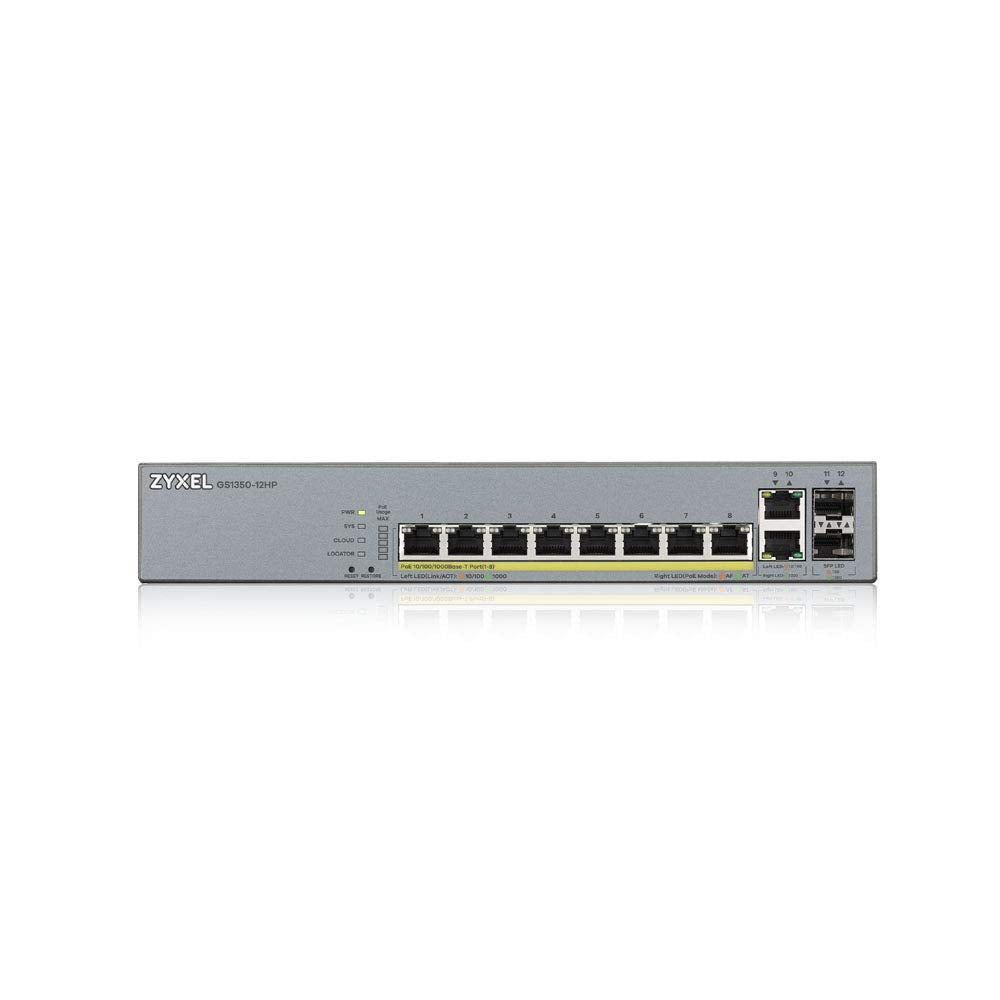 Zyxel 8 Port Gigabit Smart Managed Poe+ Switch With 130 Watt Budget And 2 Gigabit Copper Ports + 2 Sfp With Nebula Cloud Managme