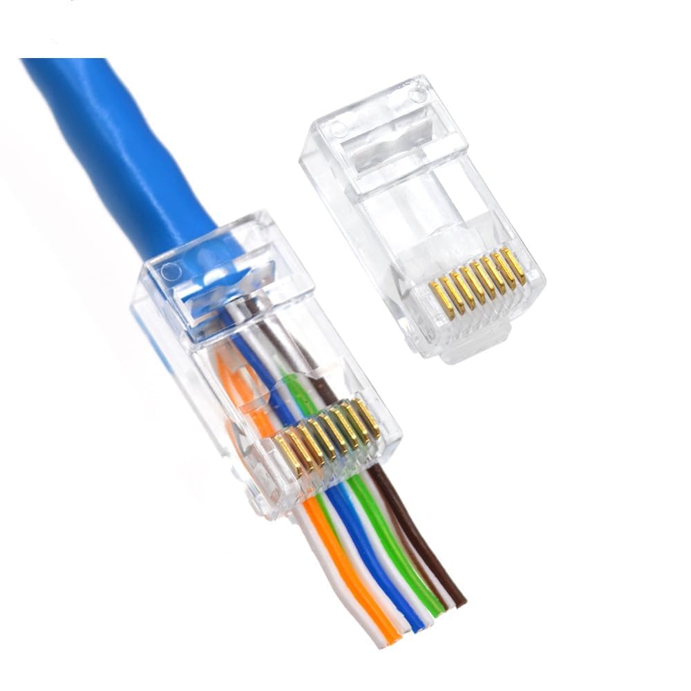 Smiton Rj45 Cat6 Pass Through Connectors End Pass Through 8P8C Utp Ethernet Network Plug(100Pack)