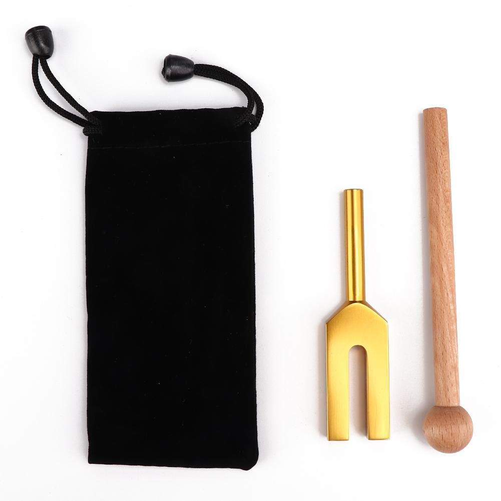 4096 Hz Tuning Forks Set, Gold Aluminum Tuning Fork Sound Healing Therapy Medical Tool With Wooden Hammer For Dna Repair, Reliev