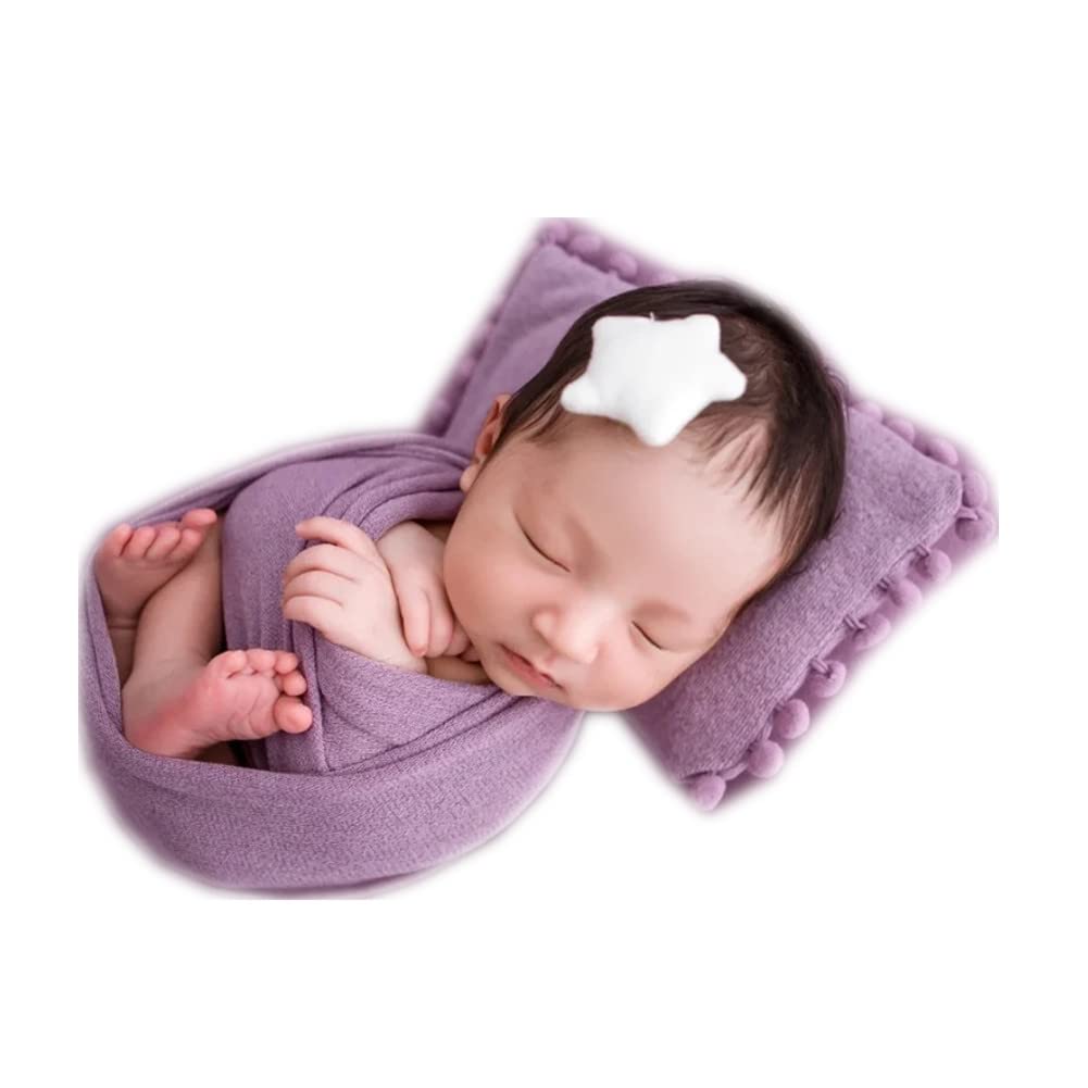 Coberllus Newborn Baby Photo Props Blanket Stretch Knit Double Side Wrap For Boys Girls Photography Shoot (Light Purple)