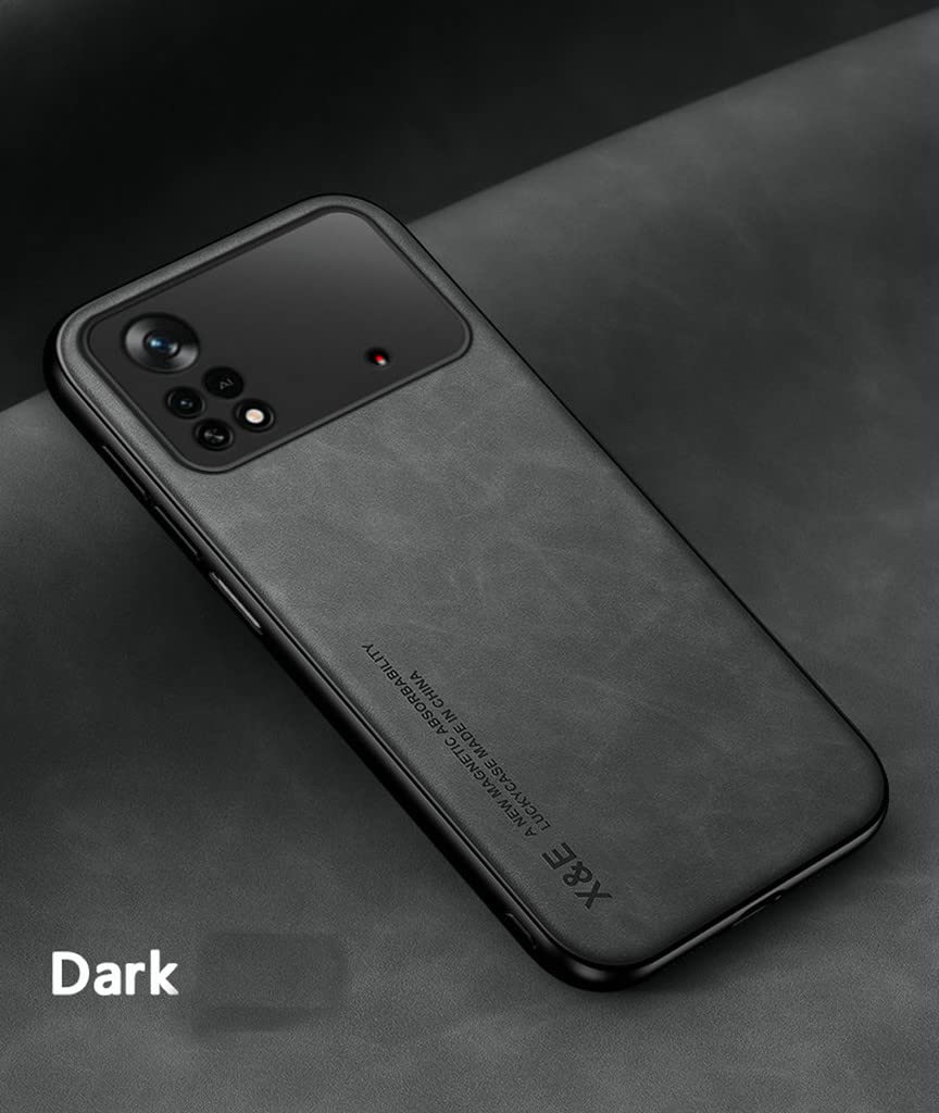 Kepuch Cellular Phone Case For Xiaomi Poco X4 Pro 5G   Silklike Black   Built In Metal Plate   Magnetic