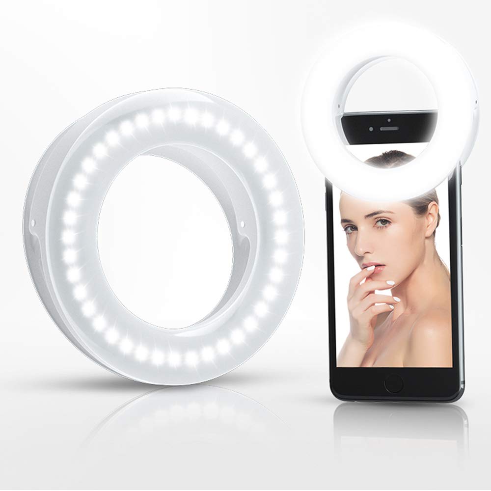 Xinbaohong Selfie Ring Light Rechargeable Portable Clip On Selfie Fill Light With 40 Led For Smart Phone Photography, Camera Vid