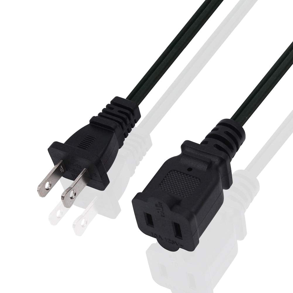 2 Pack 2 Prong Extension Power Cord 10Ft,Us Malefemale Power Cable For Nema 5 15P To Nema 5 15R(10Ft) Black A