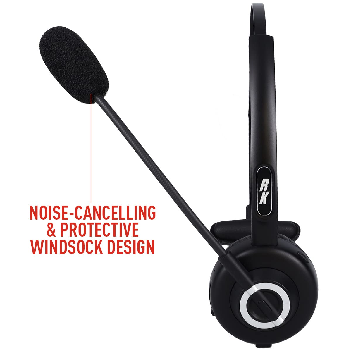 Roadking Truck Driver Headset Rking1000 Noise Cancelling Bluetooth(R) Headset Mono Wireless Headset With Advanced Noise Cancella