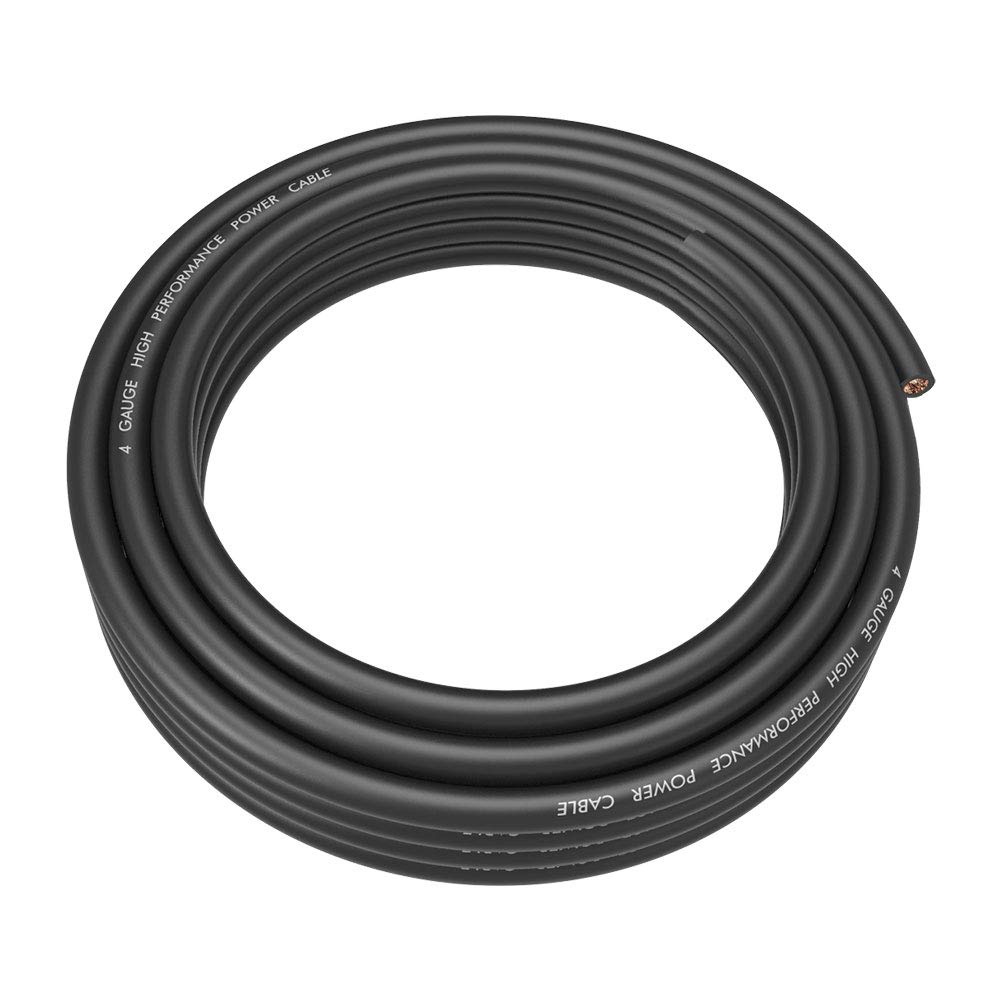 Rockrix 4 Gauge Black 25Ft Amplifier Amp Power/Ground Wire Soft Touch Cable