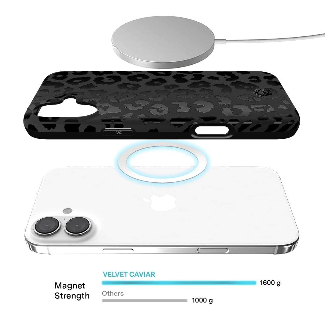 Velvet Caviar Black Leopard Cheetah Print Phone Case For Iphone 16 Plus   Cute Girly Protective Designer Cover For Women   Compa