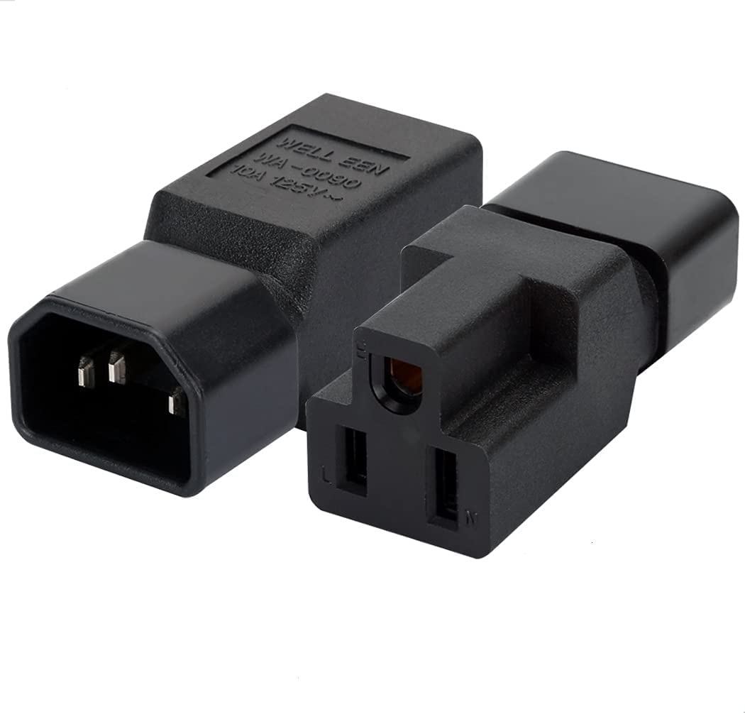 Toptekits Adapter Nema 5 15R To C14, Iec C14 Male To Nema 5 15R Power Converter Adaptor