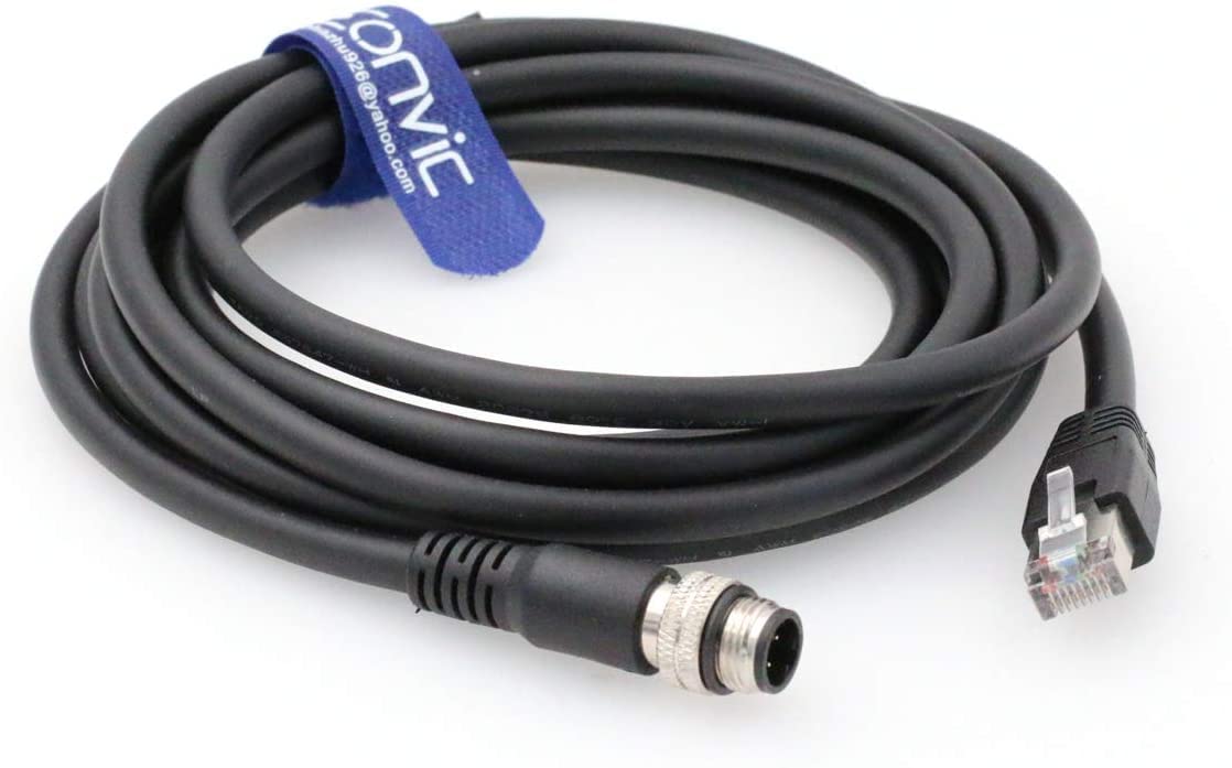 Eonvic 4 Pin M12 D Code Rj45 Gigabit Cognex Industrial Camera High Flex Cable (8M, M12 4Pin Cable)