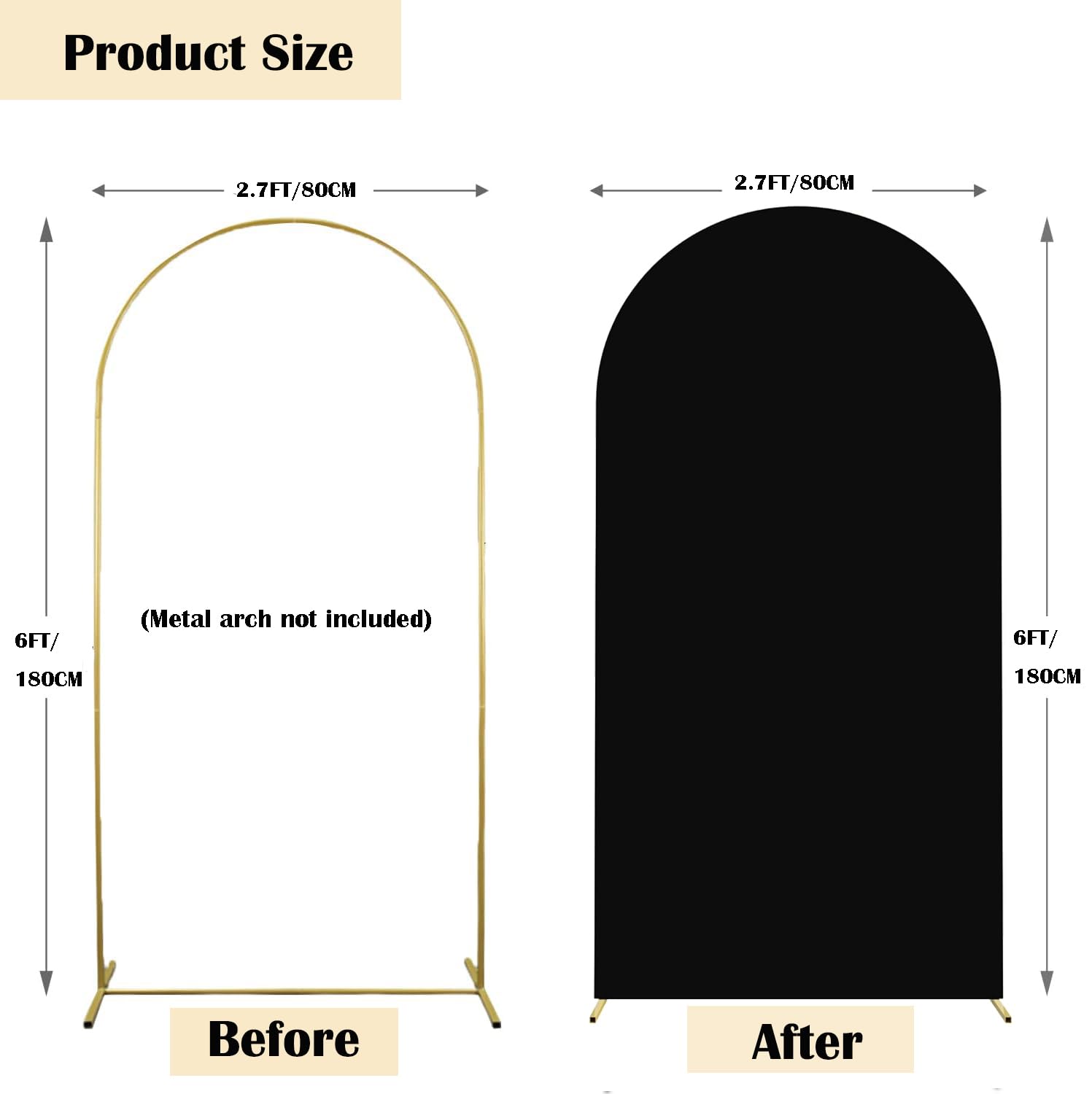 Maiangel 6Ft Wedding Arch Cover Spandex Fitted Stretchy Arch Stand Covers,2 Sided Round Top Chiara Backdrop Cover For Party Birt