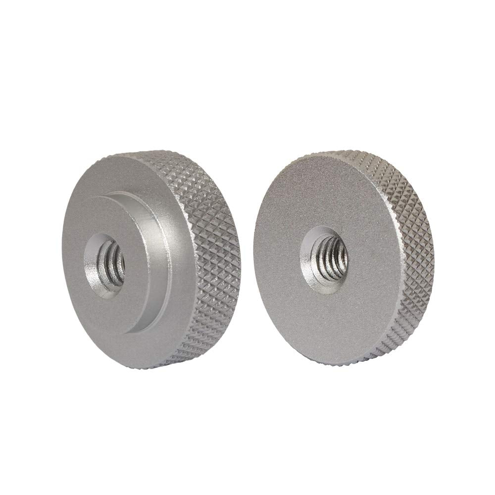 2 Pack 25Mm Large Knurled Edge 1/4'' 20 Female Thumb Wheel Lock Nut Adapter (Silver)