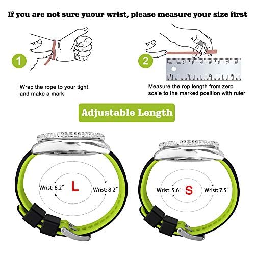 Ritche Christmas Gift 24Mm Silicone Watch Band Quick Release Rubber Watch Bands For Men Women   Black Top Fluorescent Green Bott