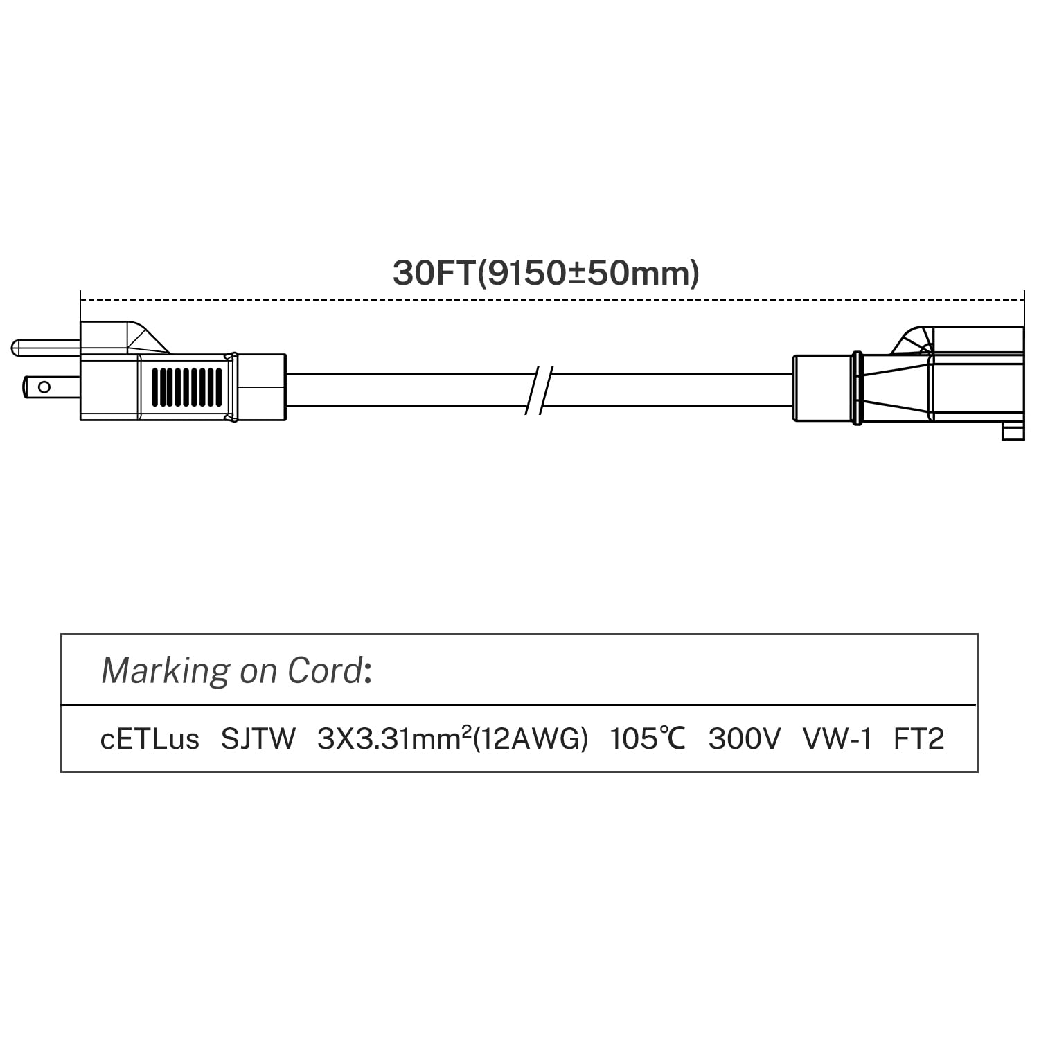 Firmerst Nema 5 20 Outdoor Extension Cord 20 Amp 30 Feet 125V