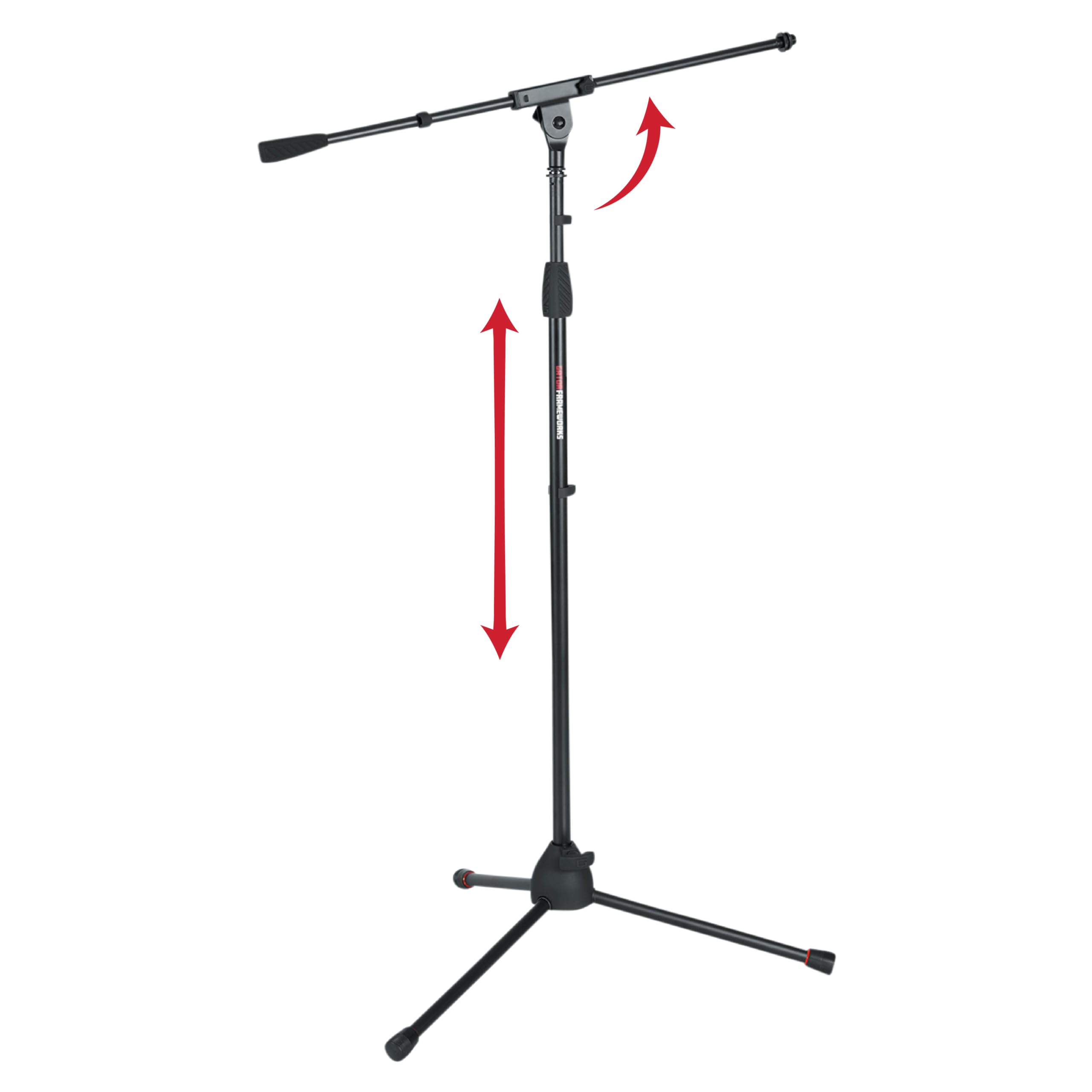 Gator Frameworks Standard Tripod Microphone Stand with Boom Arm,3/8 and 5/8 Adapters, (GFW-MIC-2010)