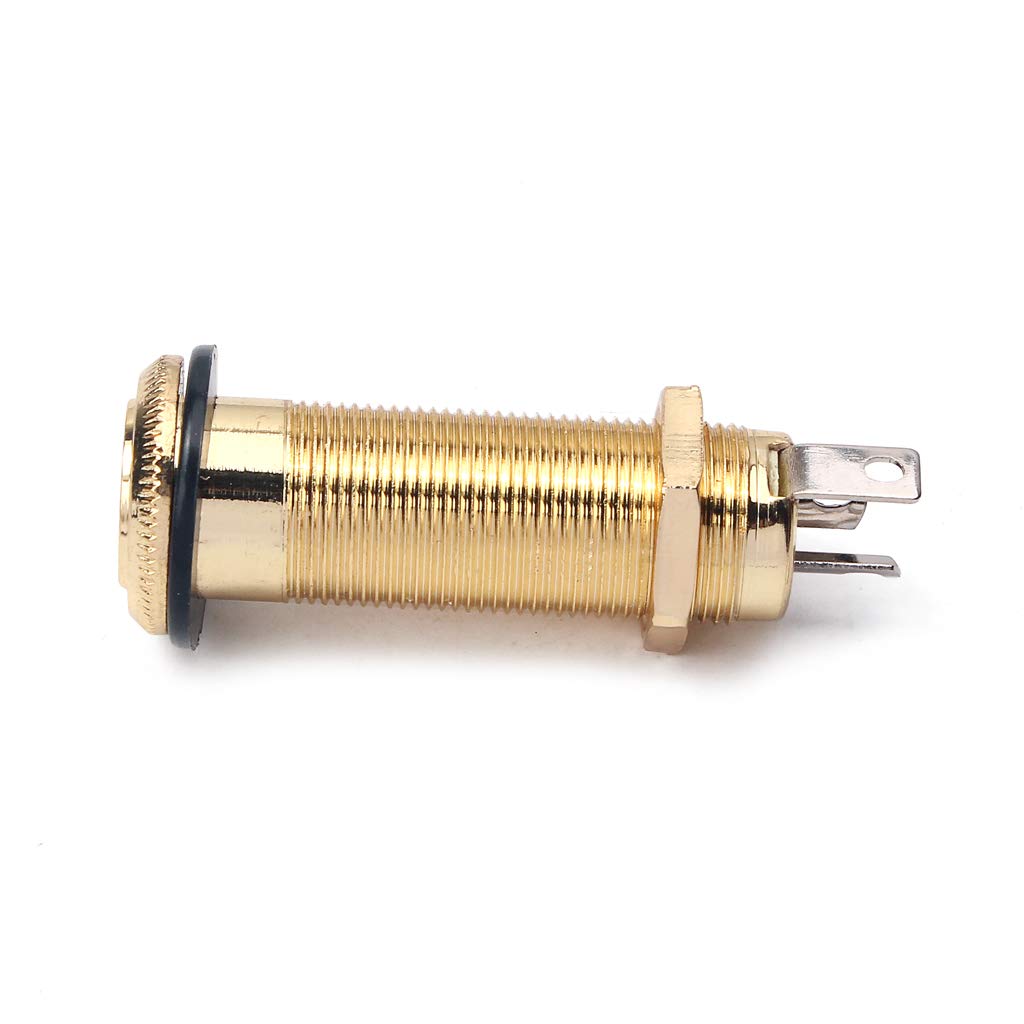 Ogdni Electric Guitar Bass 1/4Inch Barrel Jack Cylinder Input/Output Mono Active Long Threaded Jack Socket Guitar Parts & Access