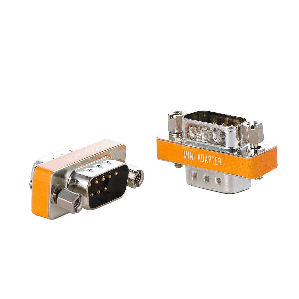 Arnorin DB9 Null Modem Adapter Male to Male Slimline Data Transfer Serial Port Adapter 2 Pack