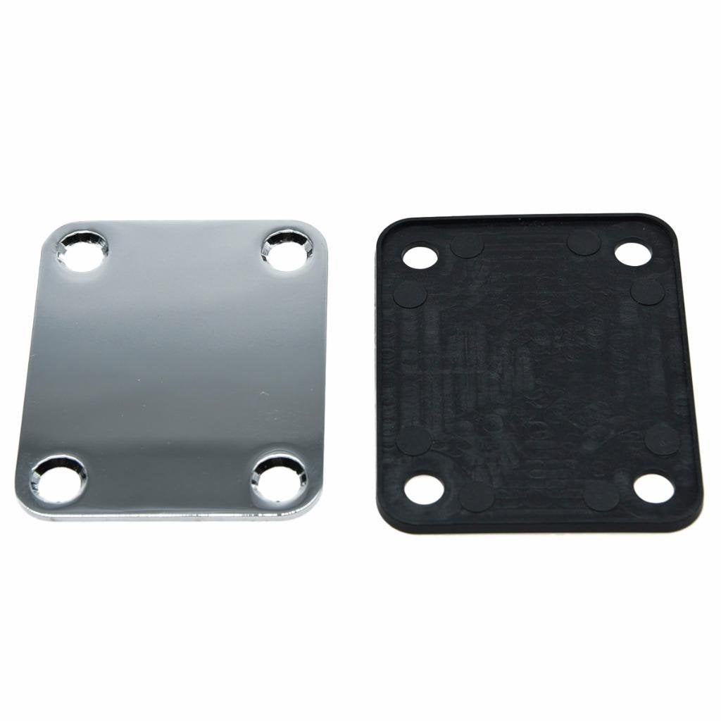 4-Bolt Electric Guitar Replacement Neckplate Bass Metal Neck Plate With Screws For Fd Strat Tele Or Basses Chrome