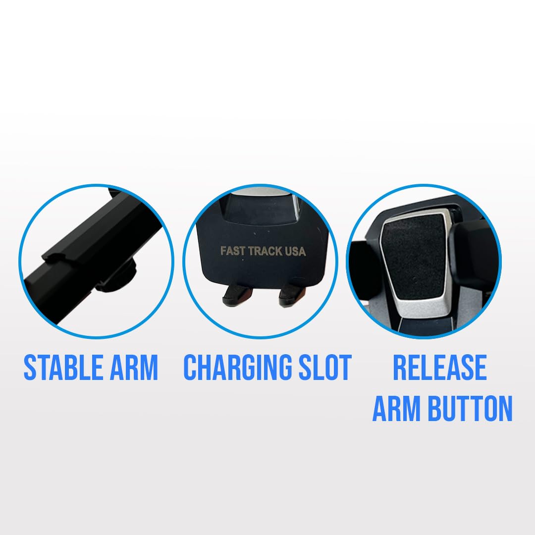 Fast Track Usa 360 Car Phone Mount Holder Adjustable Long Neck One Touch Car Cell Phone Mount Holder For Windshield Dashboard And Office Desk. Compatible With Any Smartphone