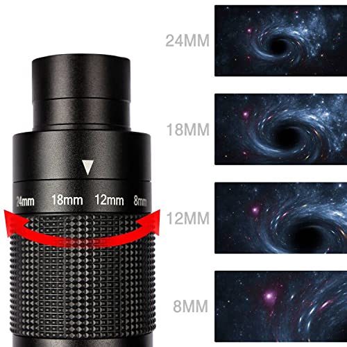 Solomark 1.25'' Deluxe Zoom Telescope Eyepiece 8 24Mm With T Thread, Continuous Zooming Variable, Fmc Broadband Hd Green Film Te