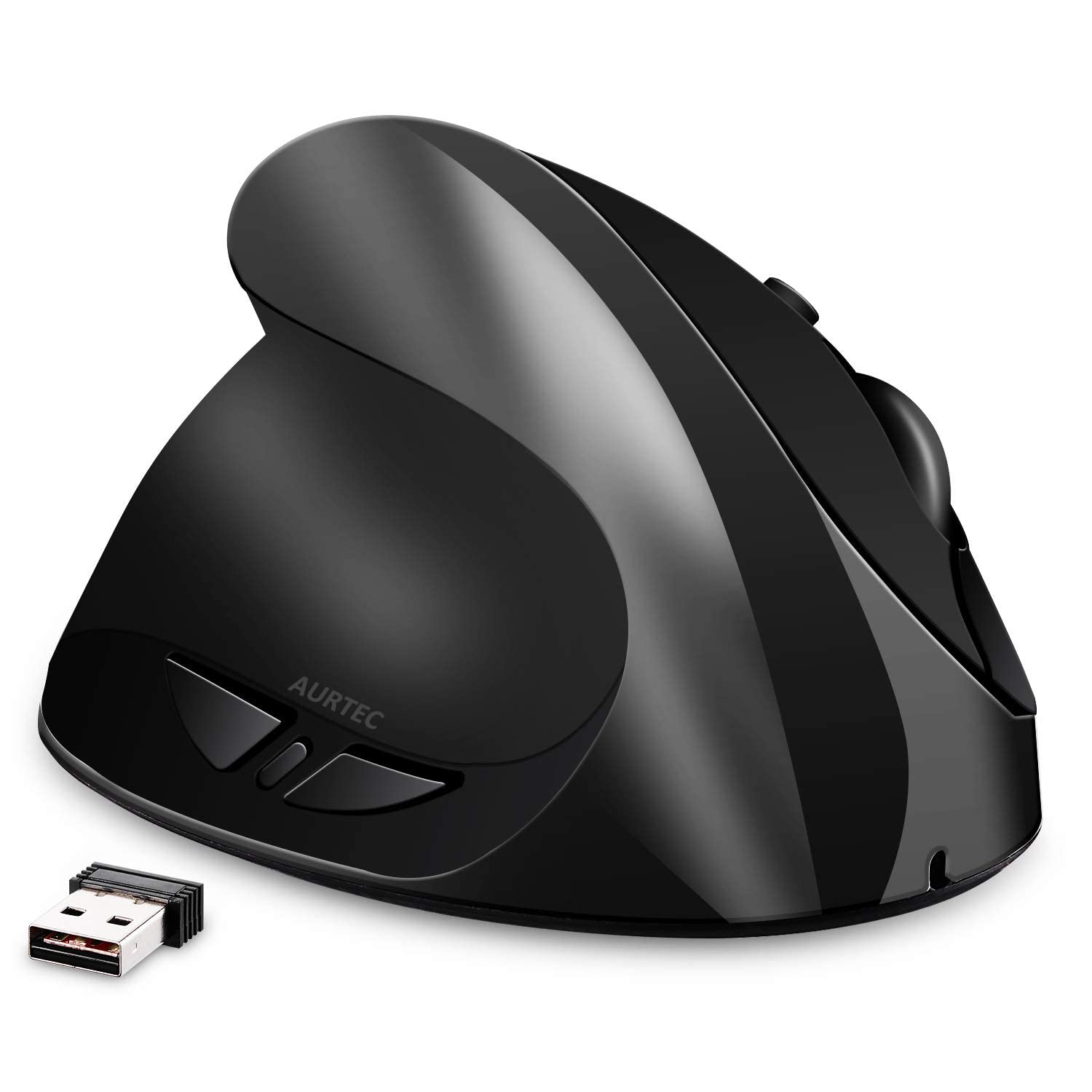 Aurtec Left Handed Mouse, Rechargeable 2.4G Wireless Ergonomic Vertical Mice With Usb Receiver, 6 Buttons And 3 Adjustable Dpi 8