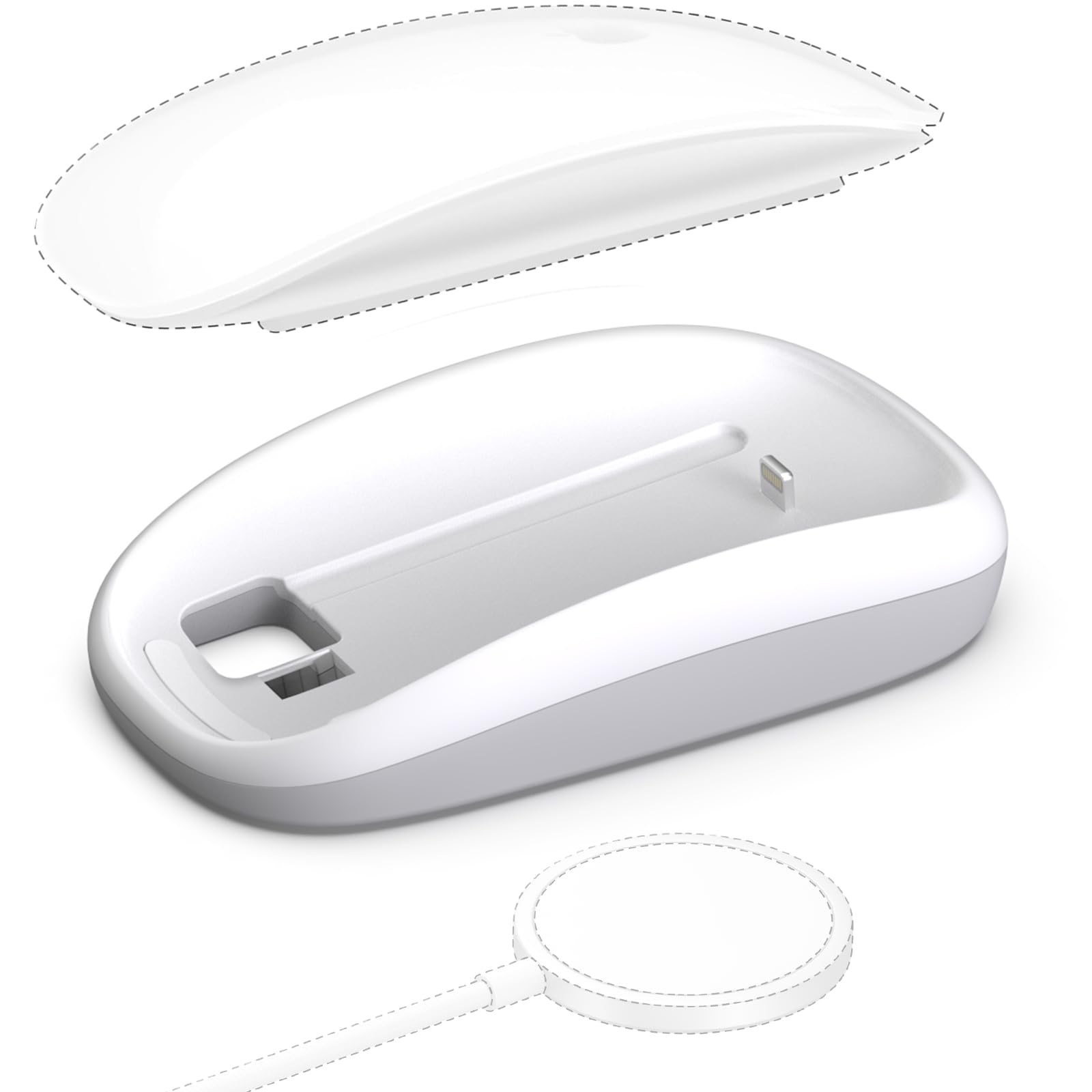 Cevorenx Wireless Charger Grip for Apple Magic Mouse 2, Lightning, White