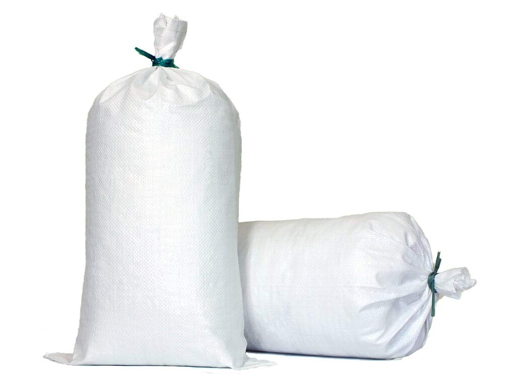Terraright Sandbags   Extra Durable Empty White Woven Polypropylene Sand Bags W/Ties, Max. Uv Protection, 14'' X 26'' (50 Count)