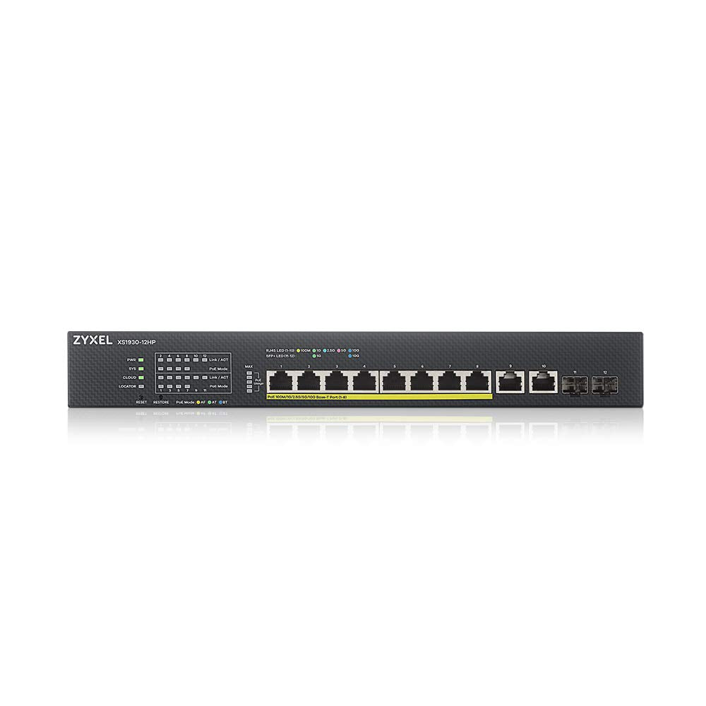 Zyxel 8 Port Multi Gig + 2 10G Copper + 2 10G Fiber Nebulaflex Smart Managed Poe++ Switch With 375W Xs1930 12Hp]