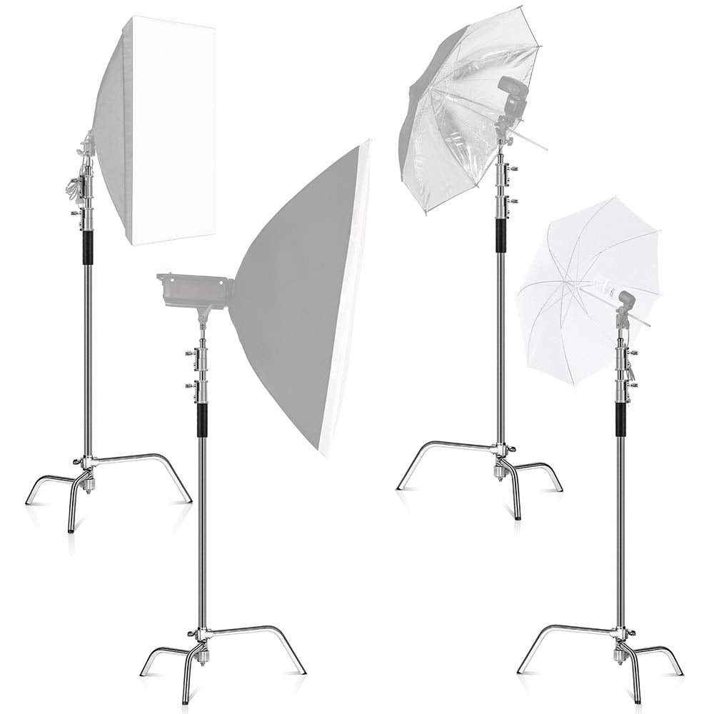 Kshioe Pro C Stand With Boom Arm, Heavy Duty Light Stand For Photography Studio Video Reflector, Monolight, Softbox And Other Eq