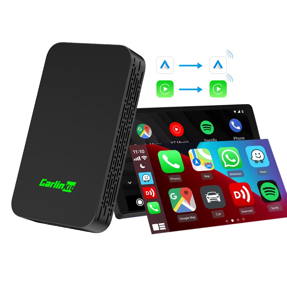 Carlinkit 5.0 Wireless Carplay 2023 Apple Wireless Carplay Adapter & Android Auto Adapter Cpc200-2Air Converts Wired Carplay & Aa To Wireless,Support Online Update ((Not For Bmw/Tesla/Watch Video)