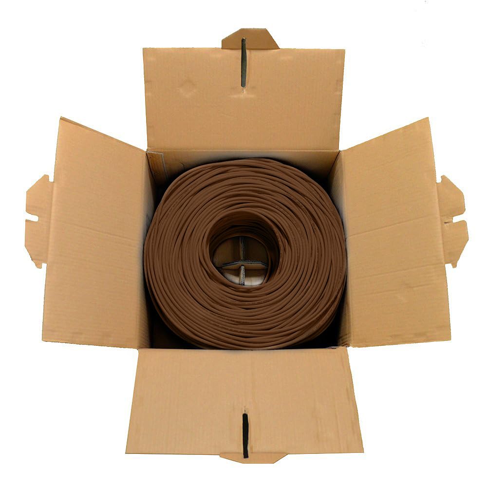Cat6 1000Ft Solid Utp 23Awg Ethernet Cable 550Mhz Bulk Network Lan Rj45 Cca Wire 1000 Ft Pull Box Cat 6 (Brown)