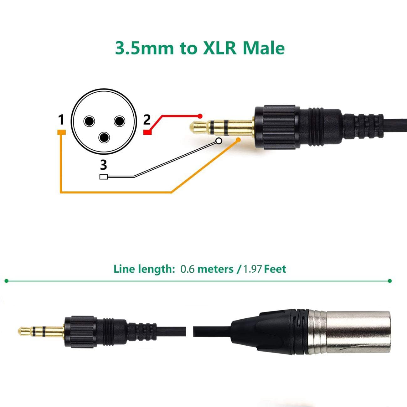 Canfon Locking 3.5Mm Trs Male To Xlr Male Wireless Receiver Output Microphone Balanced Audio Cable Compatible With Sony Uwp V1/D