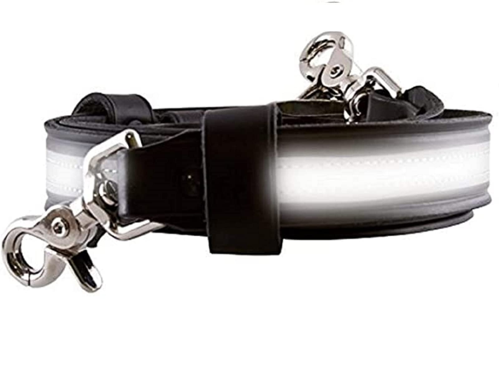 Perfect Fit Shield Wallets Xl Firefighter Radio Strap   Longer Length  Black Leather With Reflective Stripe