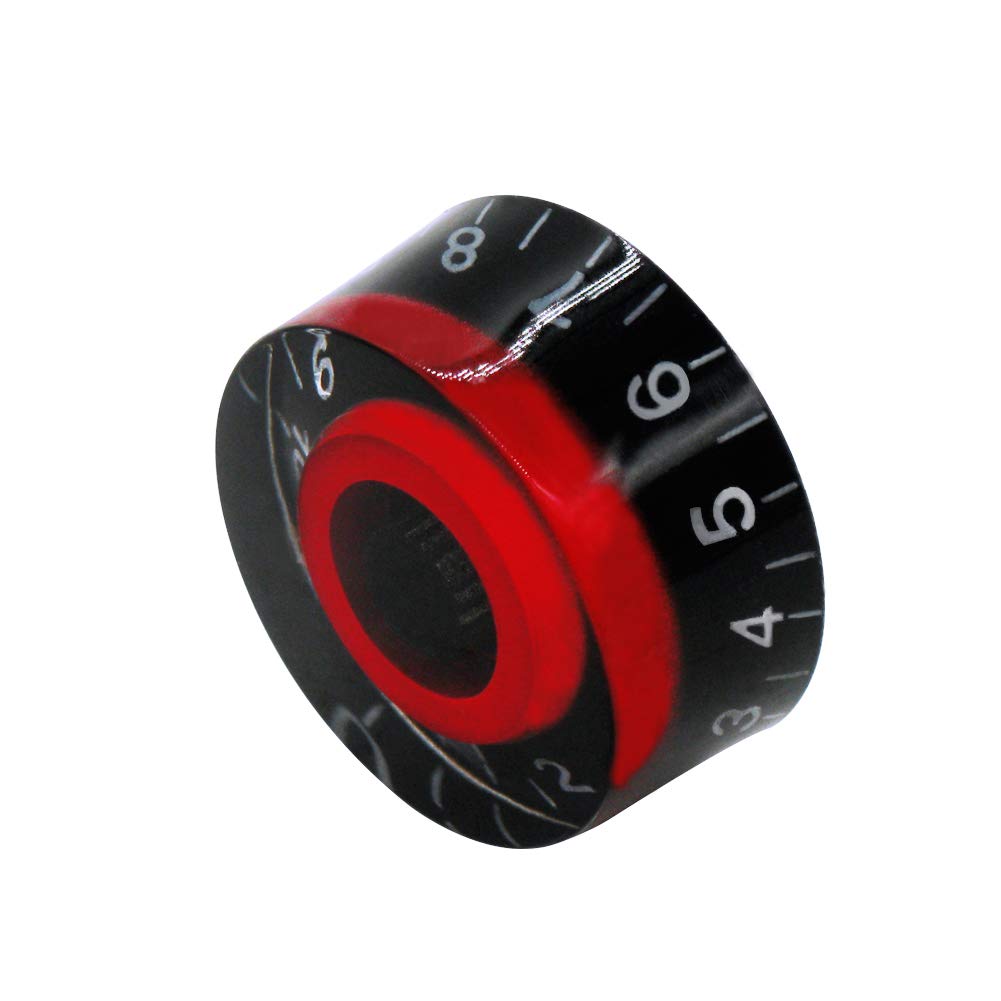 Mxuteuk 4Pcs Black And Red Electric Guitar Bass Top Hat Knobs Speed Volume Tone Amp Effect Pedal Control Knobs Knob S8