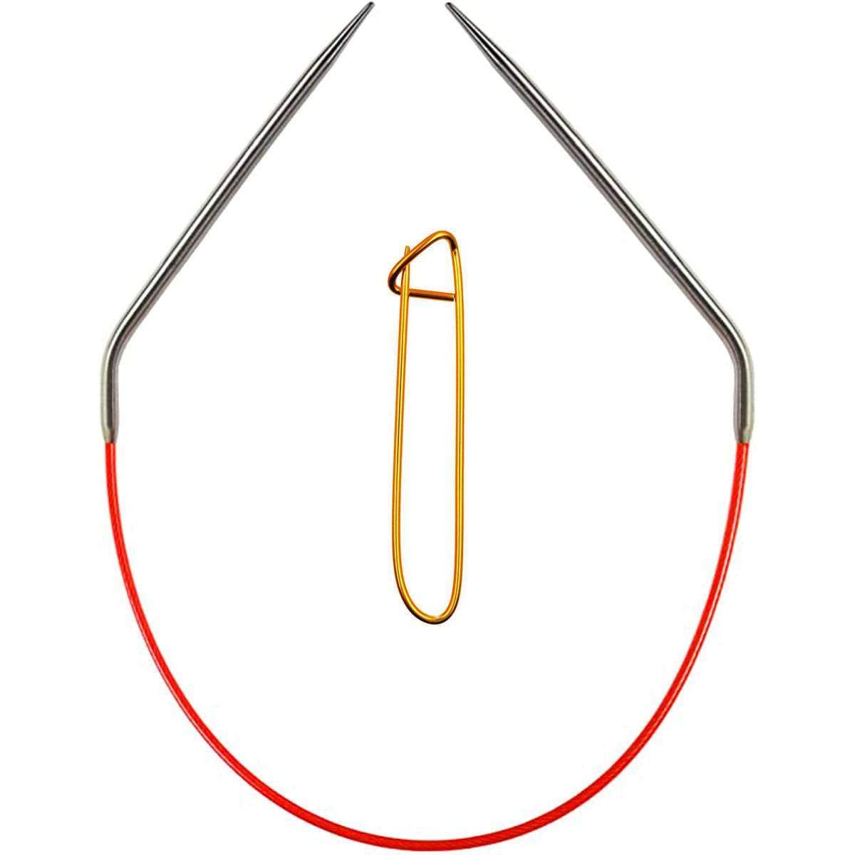 Chiaogoo Knitting Needles Red Circular 40 Inch (102Cm) Stainless Steel Size Us 5 (375Mm) Bundle With 1 Artsiga Crafts Stitch Hol
