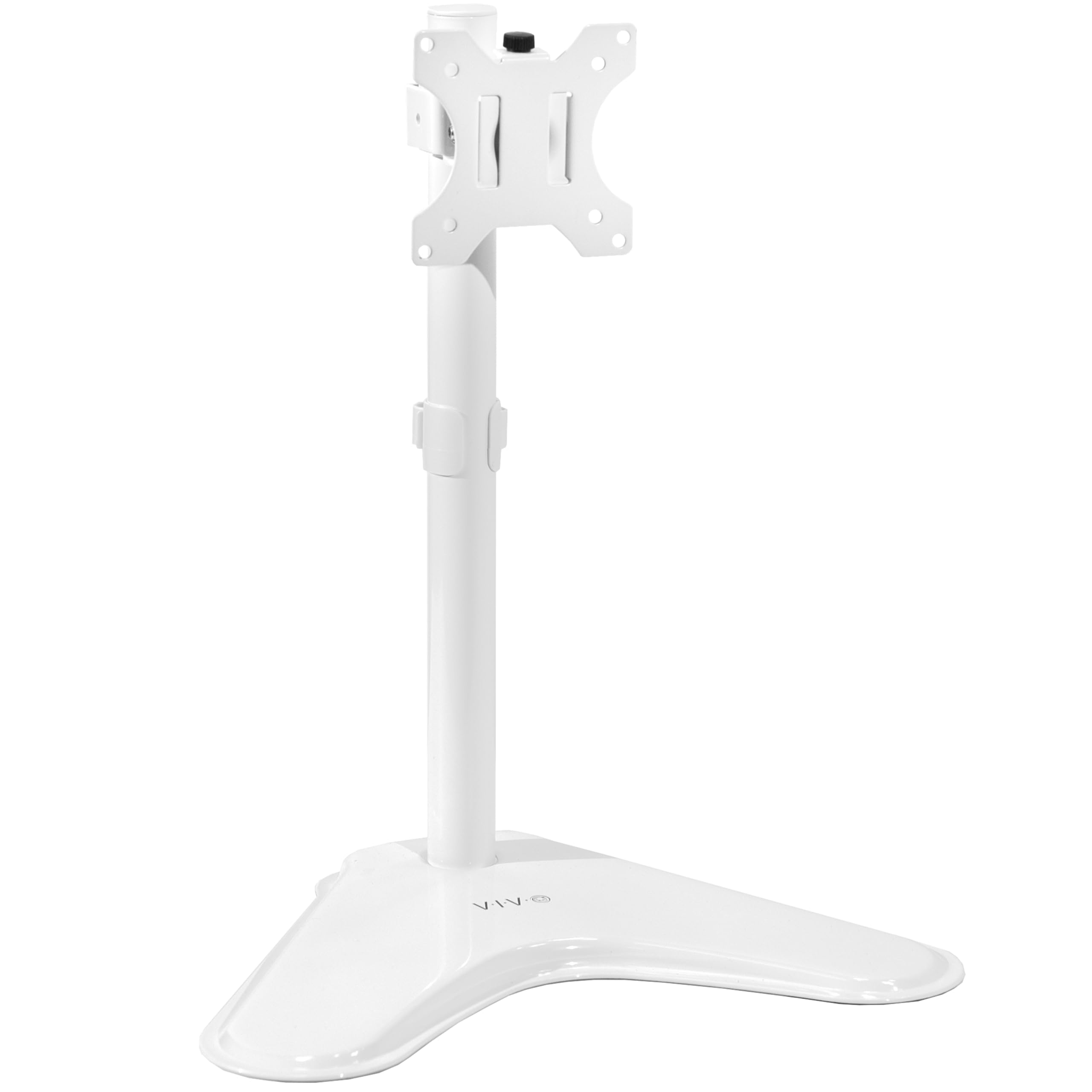 VIVO Single Monitor Desk Stand, Holds Screens up to 32 inch Regular and 38 inch Ultrawide, Freestanding VESA Steel Mount Base, Adjustable Height, Tilt, Swivel, Rotation, White, STAND V001HW