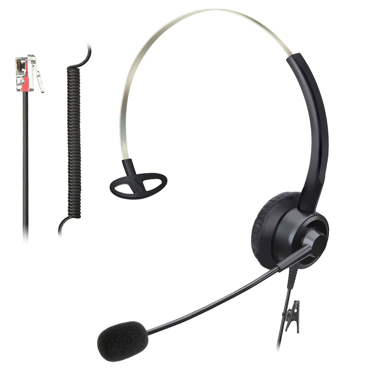 Rj9 Telephone Headsets With Microphone Noise Cancelling, Corded Office Phone Headsets Compatible With Yealink T27G T29G T40G T41