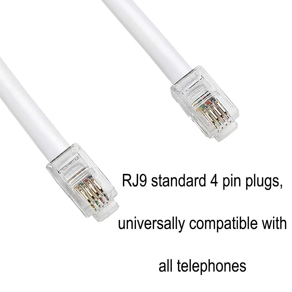 Telephone Cord, Phone Cord,Handset Cord, White, 2 Pack, Universally Compatible