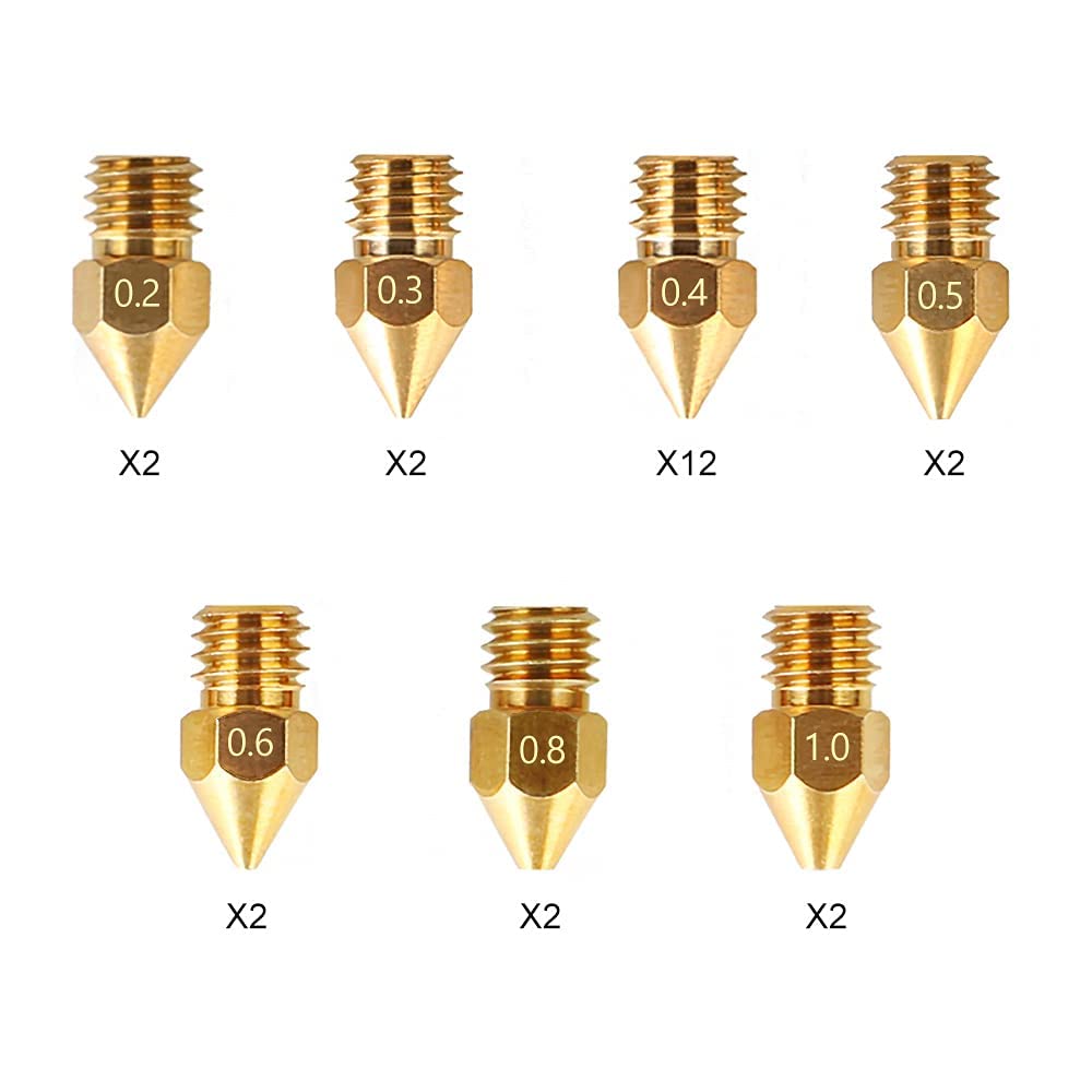 Creality Official Mk8 Ender 3 Nozzles 24 Pcs 3D Printer Brass Nozzles Extruder For Ender 3 Series And Creality Cr 10 0.2Mm, 0.3M