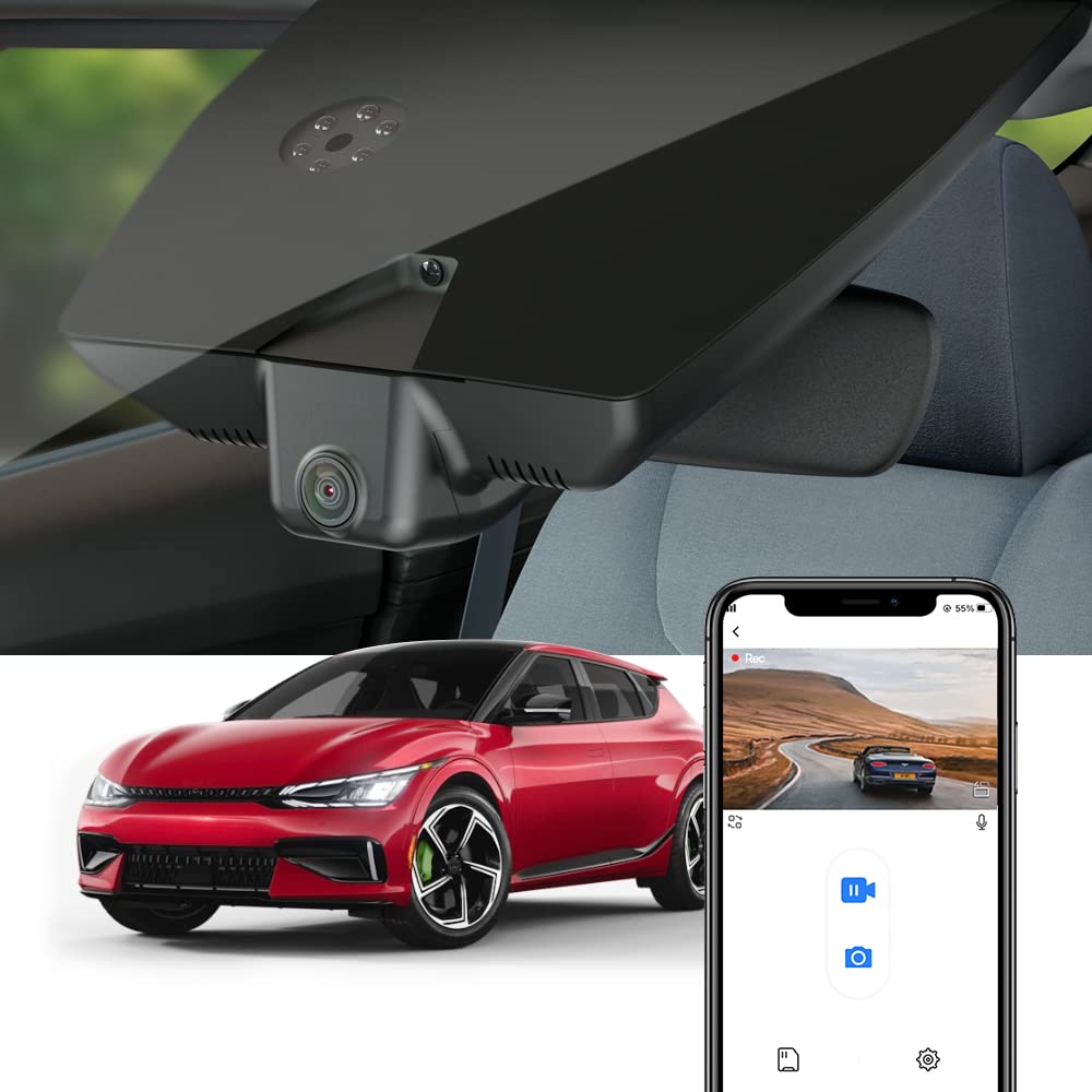 Fitcamx 4K Dash Cam Compatible With Kia Ev6 2022 2023 2024 Gt Gt Line Light Wind, Oem Factory Look, Uhd 2160P Video, Loop Record