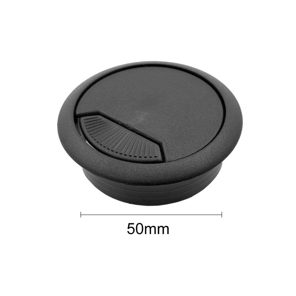 6 Pcs 2 Inch Plastic Desk Cord Cable Hole Cover Grommet Computer Cable Hole Cover Plug Cap Black
