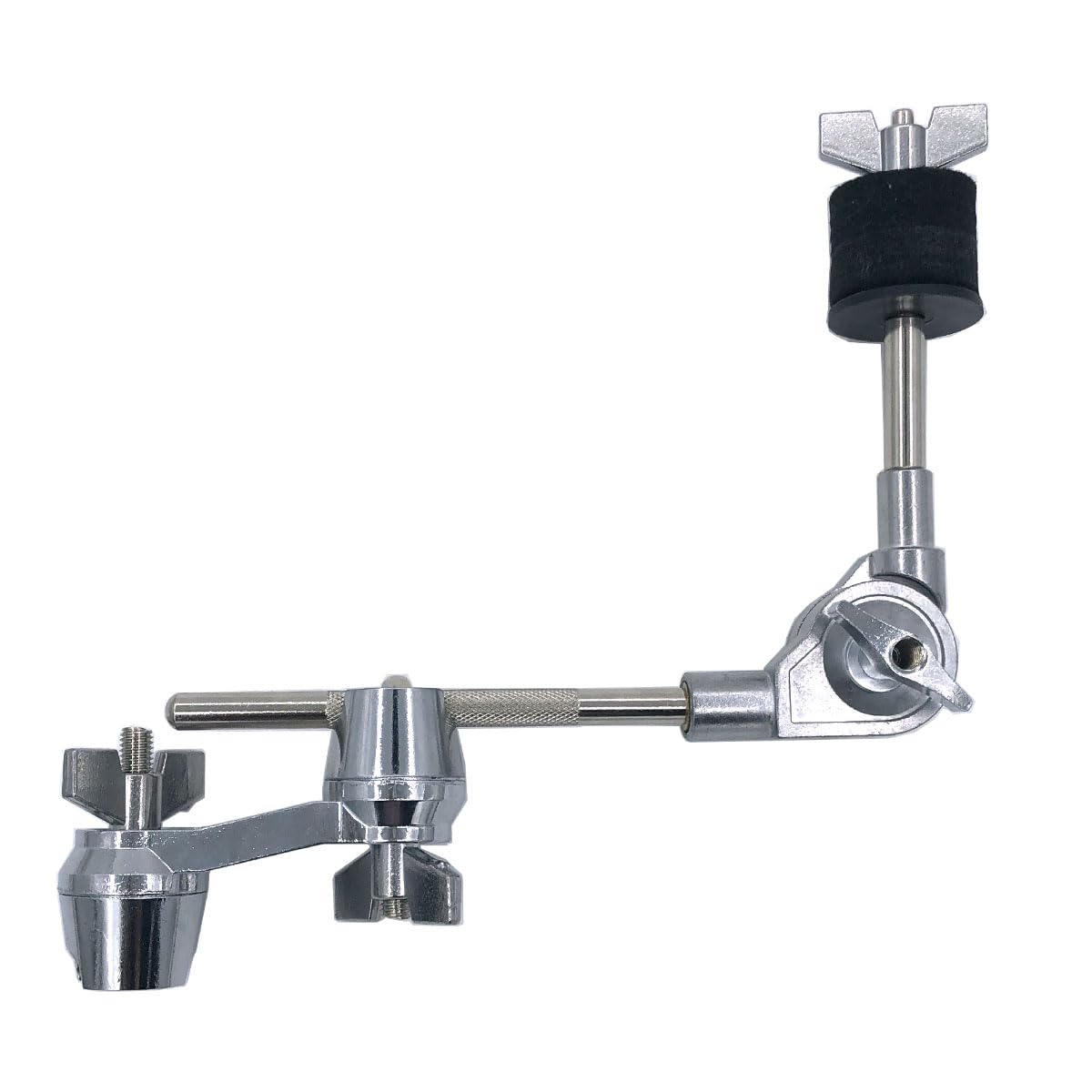 TUOREN Cymbal L-Arm with Compact Dual Drum Clamp, 7.4inch Adjustable Cymbal Boom Holder Attachment with Multi-Clamp, Mini Cymbal