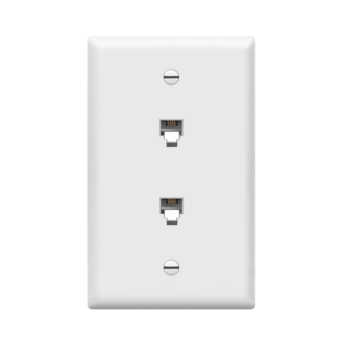 Enerlites 6651 W Duplex Phone Jack Wall Plate 1 Gang 2 Modular With 6 Position 4 Conductor Rj11, White