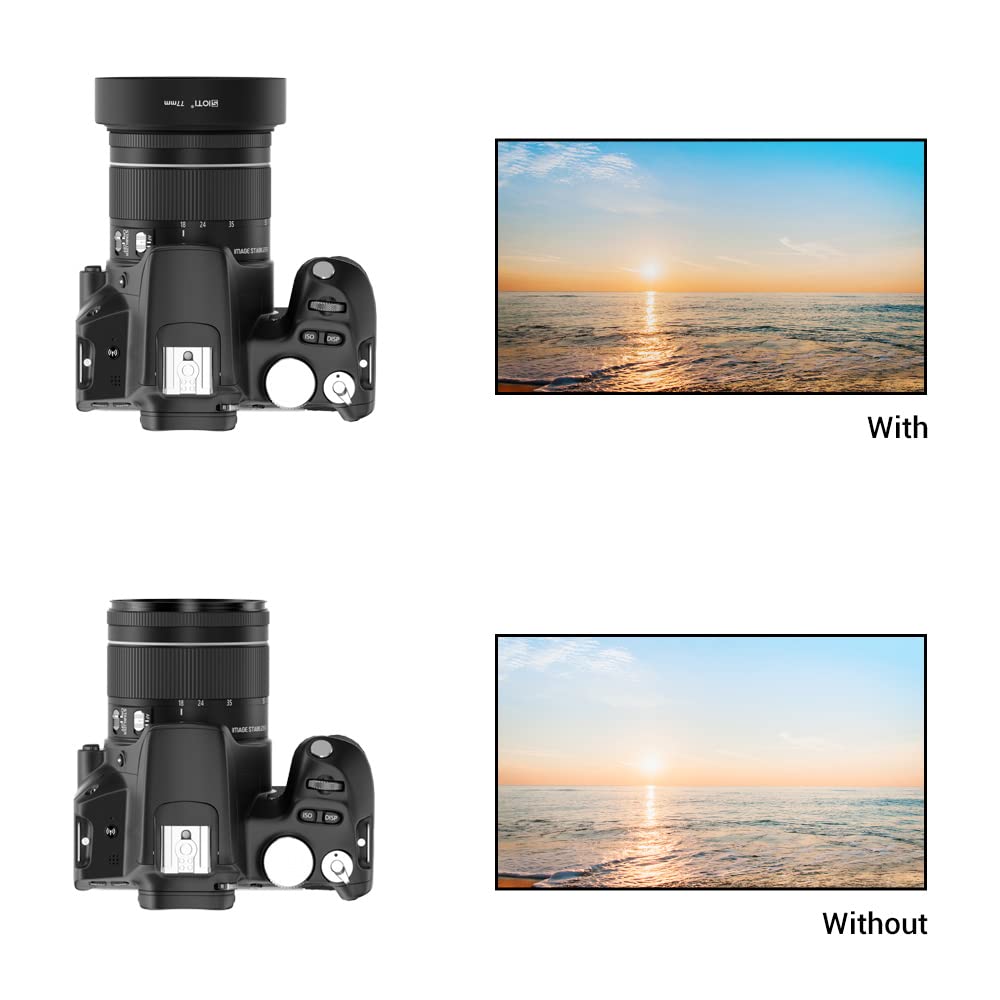 Sioti 77Mm Lens Hood, Matte Treatment Inside, Aluminum Material, Compatible With All Camera Lens S/C/N/F/O/P Etc.(77Mm)