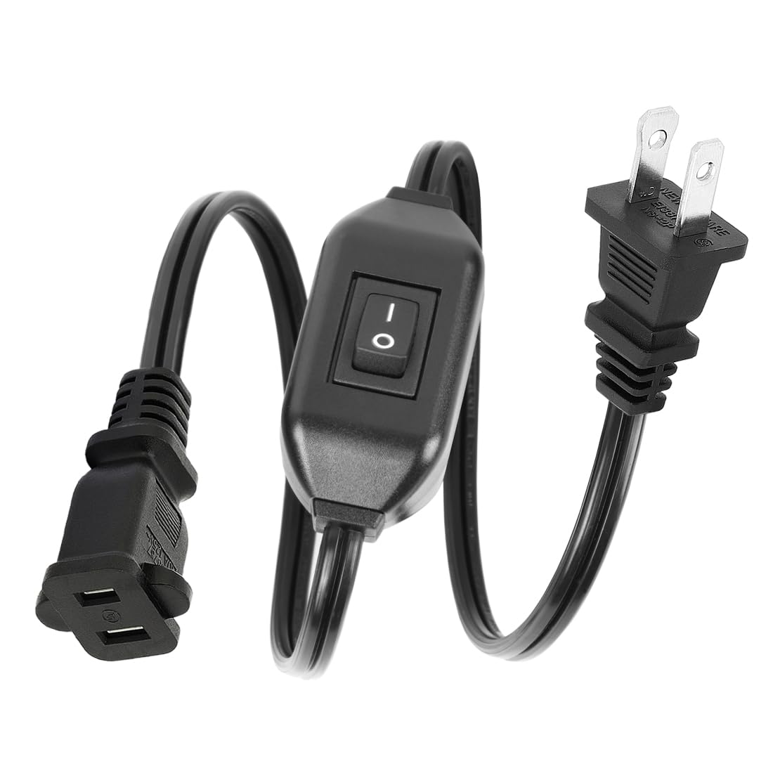 16Awg On/Off Switch Extension Cord 0.6Meter Polarized Extension Cord With On/Off Switch 12A/125V, Extension Cord With Inline On 